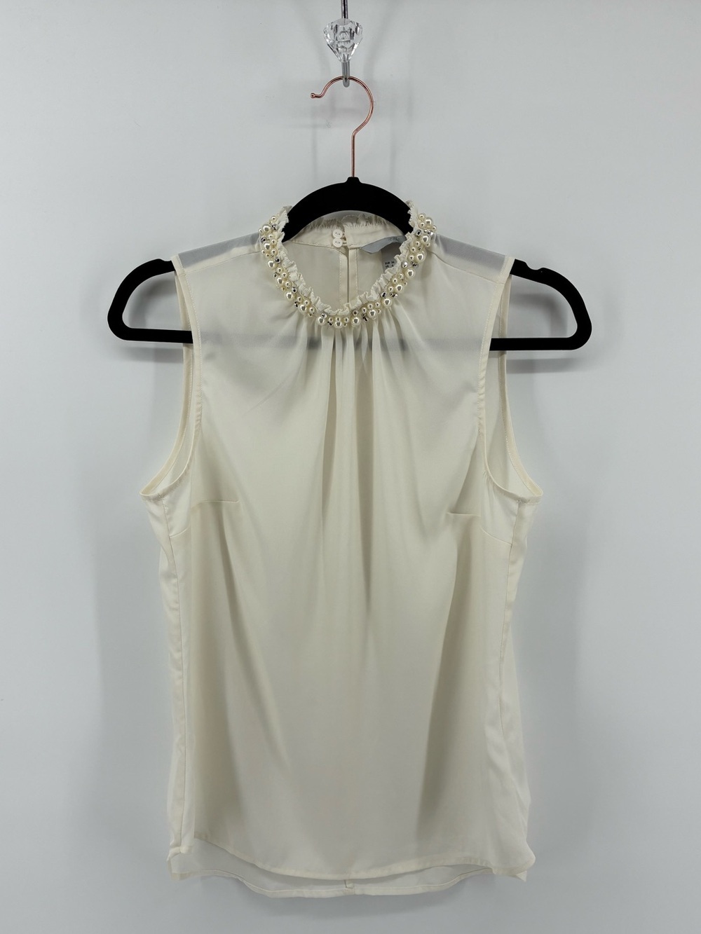 H&M Cream Sleeveless Pearl-Neck Camisole